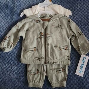 Carter's Green Airplane Baby Outfit